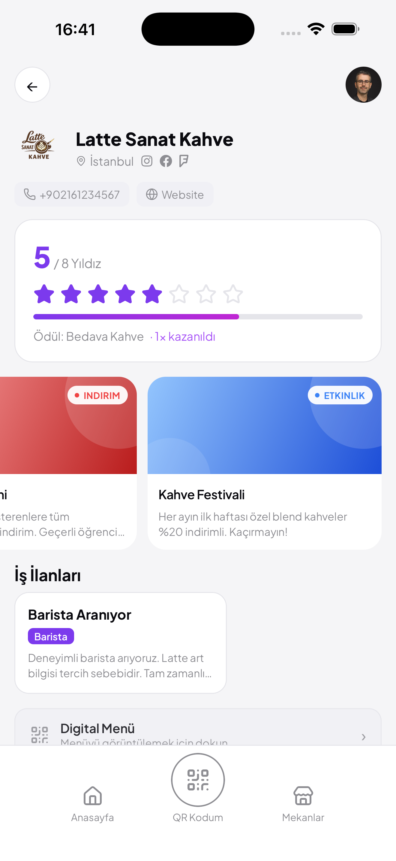 Loyra mekan sadakat ekranı